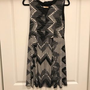 Black and White dress with key-hole neckline